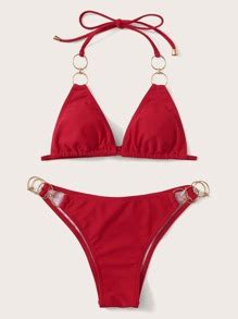 Is That The New Red Ring Linked Triangle Bikini Swimsuit Romwe Usa