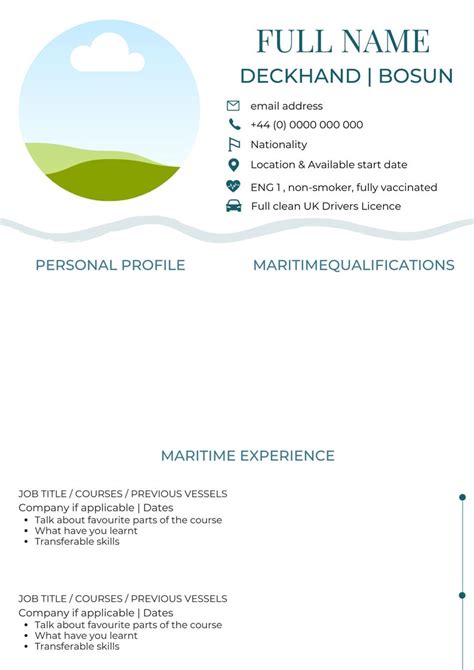 Maritime Cv Template For Superyacht Crew Etsy