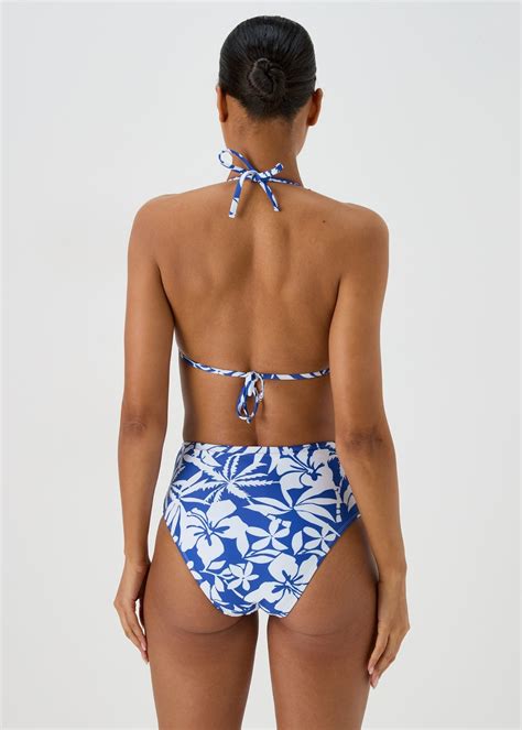 Blue Floral Bikini Triangle Top Matalan