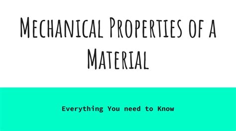 Mechanical Properties Of Materials