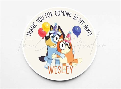 Bluey Birthday Party Favor Stickers | Party Favor Thank You Stickers ...