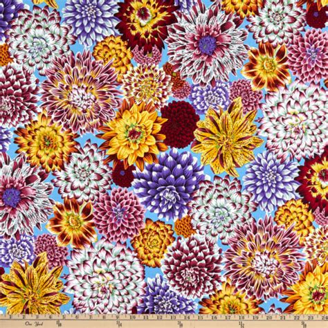 Stof Kaffe Fassett Dancing Dahlias Multi Hobbygården