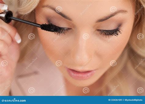 Top View Of Woman Doing Make Up Stock Image Image Of Blond Beauty