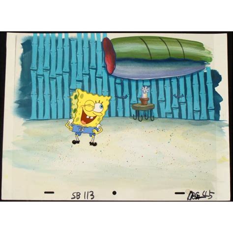 Original Spongebob Animation Cel And Background Wink