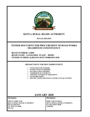 Fillable Online Tender Document For Procurement Of Road Works Fax Email