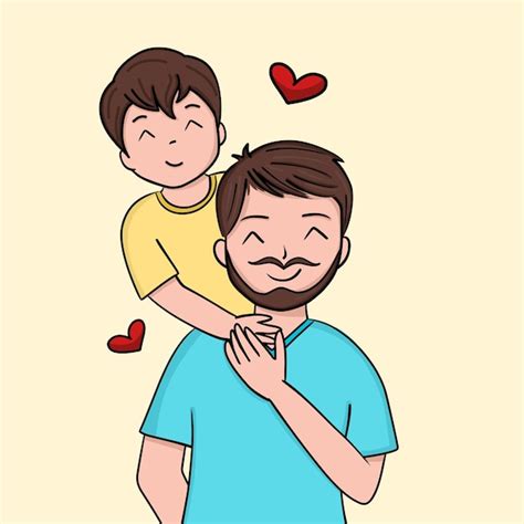 Dibujo Padre E Hijo Vector Premium