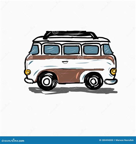 Classic Campervan Motorhome Rv Caravan Illustration Vector Art