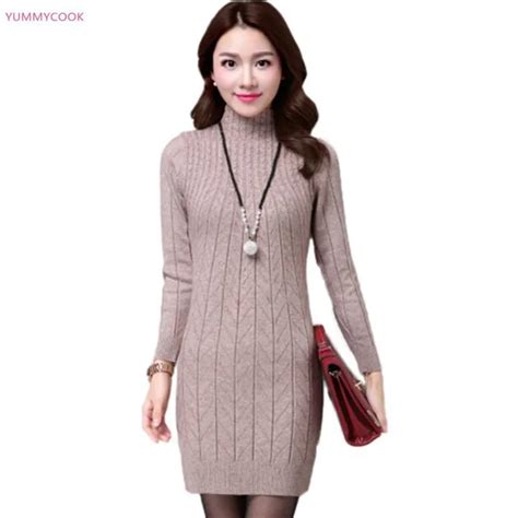 2018 New Winter Women Warm Sweater Dresses Soft Long Sleeve Slim