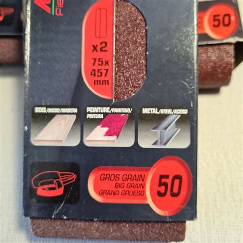 Bande sans fin lot de 6 bandes abrasives ponçage 75 x 457 mm grains