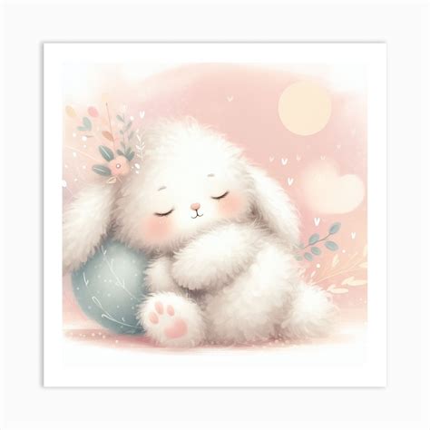 Cute Bunny Sleeping Art Print by FluffyArt - Fy