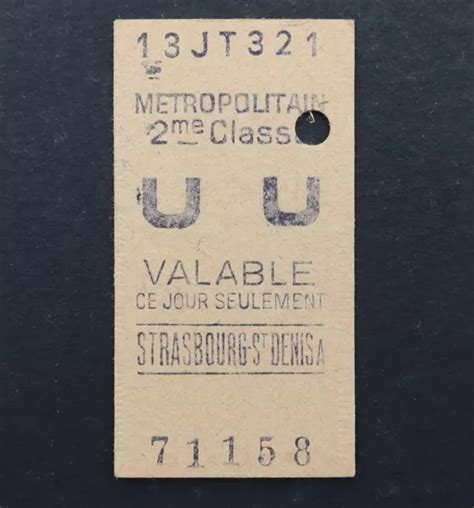 ANCIEN TICKET PARIS Métro 1943 STRASBOURG St DENIS A Metropolitain