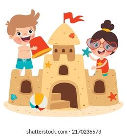 Kids Playing Sand Castle Stock Vector (Royalty Free) 2170236573 | Shutterstock