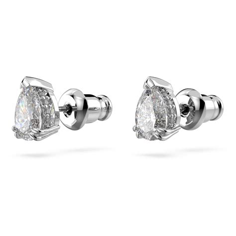 Millenia Stud Earrings Pear Cut White Rhodium Plated Swarovski