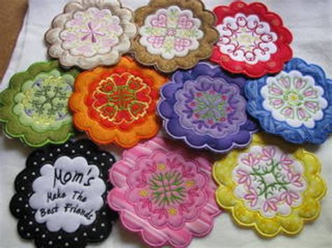 In The Hoop Floral Coasters Machine Applique Embroidery Design In The