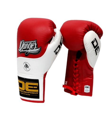 Danger Boxing Gloves Competition Leather Red White