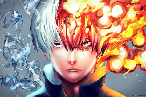 My Hero Academia Shoto Todoroki glace et feu 2K téléchargement de