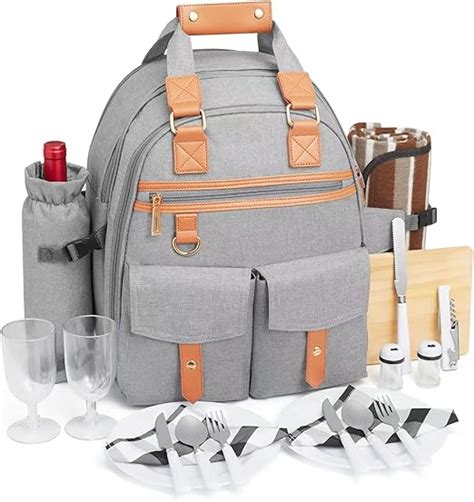 DHAEE Picnic Backpack For 4 Person With Cooler Compartment And Wine