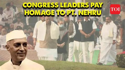 Pandit Nehru Birth Anniversary Congress Leaders Pay Floral Tribute To Former Pm At Shanti Van