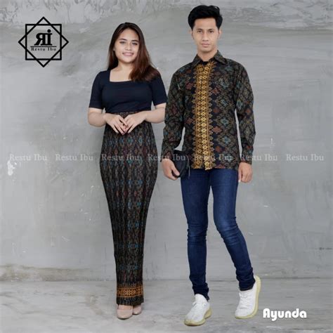 Jual Couple Kemeja Batik Rok Plisket Modern Ayunda Shopee Indonesia