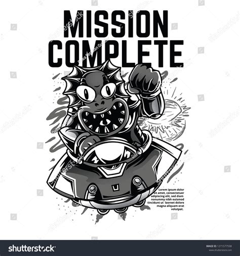 Mission Complete Black White Illustration Stock Vector (Royalty Free ...