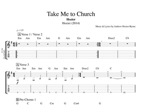 Take Me To Church · Hozier Piano Guitar Sheet Music Score Tab Chords — Play Like The