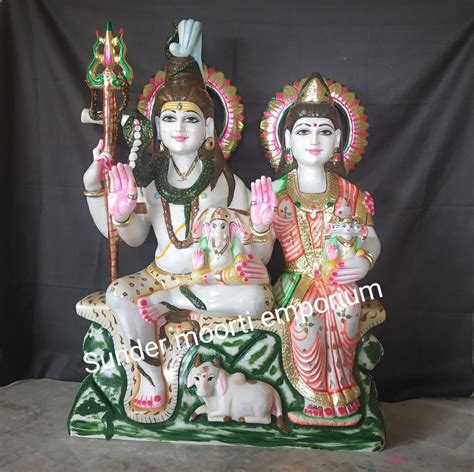 Painted Hindu White Marble Shivparivar Statue For Temple At Rs 51000