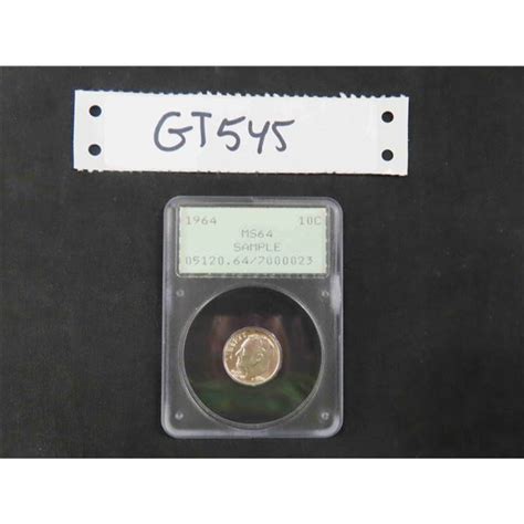 1964 USA 10 Cent Coin Graded MS 64 Encapsulated