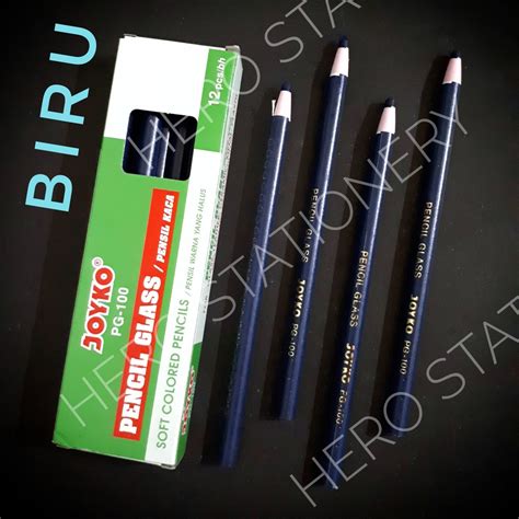 Jual Pensil Kaca Dermatograph Pencil Glass Joyko Pg 100 Biru Blue 12