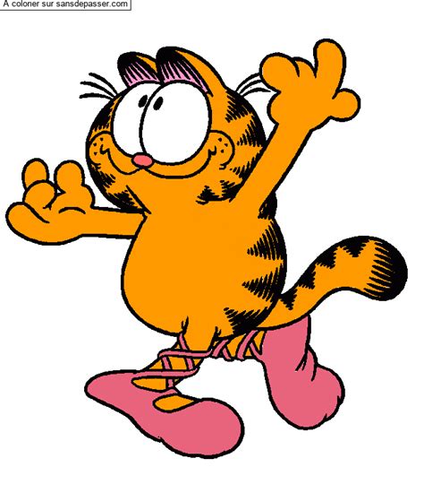 Dessin colorié Coloriage Garfield fait de la danse par un invité