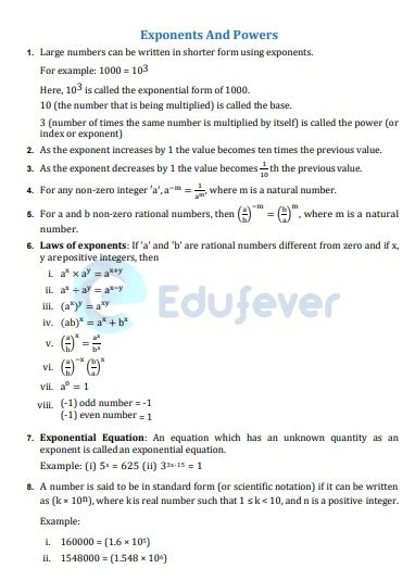 Class Maths Chapter Exponents And Powers Worksheet Worksheets