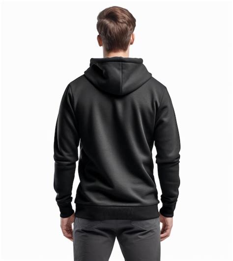 Premium Ai Image Man Wearing Black Hoodie In Back View Isolated On