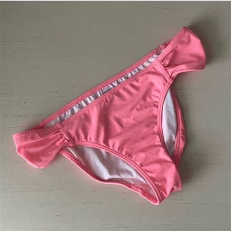 Victoria S Secret Pink Low Rise Side Ruched Pink Cheeky Bikini Bottoms Size Xs Off