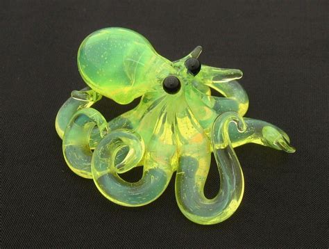 Small Glass Octopus pendant Radioactive Ooze by EmergentGlassworks