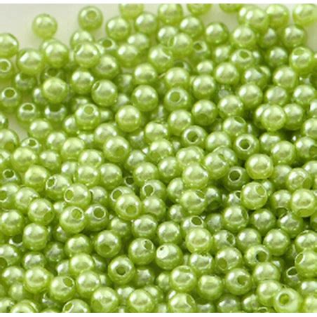 Lot De 50 Perles Vert Pomme Imitation Brillant 4mm Mercerie Center