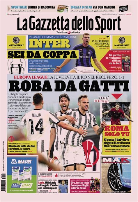 La Prima Pagina Della Gazzetta Dello Sport Del