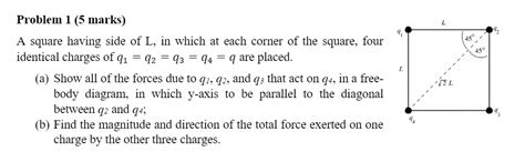 Solved Problem 1 5 Marks A Square Having Side Of L In Which At Each Corner Of The Square