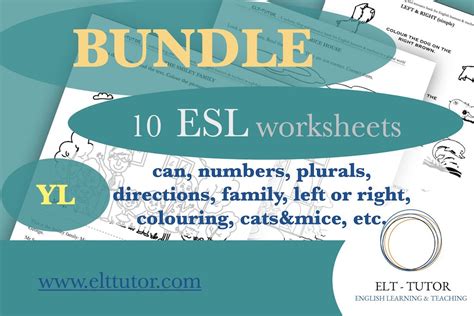 BUNDLE: 10 ESL Worksheets for YL Students - ELT-TUTOR