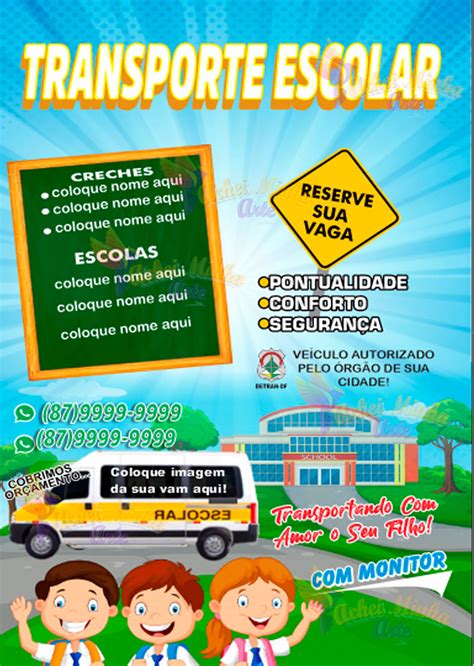 Transporte Escolar Vans Achei Minha Arte Vetor Flyer Panfleto