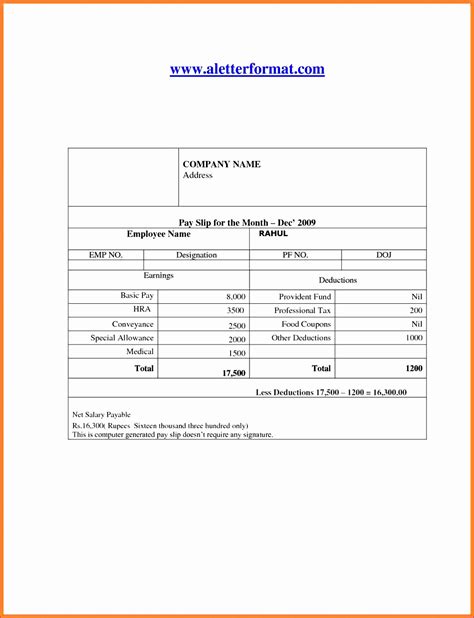 10 Payslip Excel Template - Excel Templates