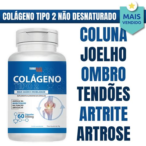 Colágeno Tipo 2 Não Hidrolisado 40mg Turbo Black em Cápsulas para