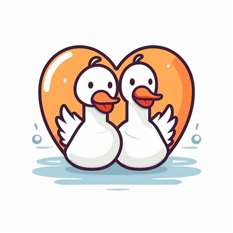 Premium Vector Couple Of White Doves In Love With Heart Vector