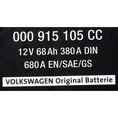 ORIGINAL VW Autobatterie Batterie Starterbatterie 12V 68Ah 380 680A