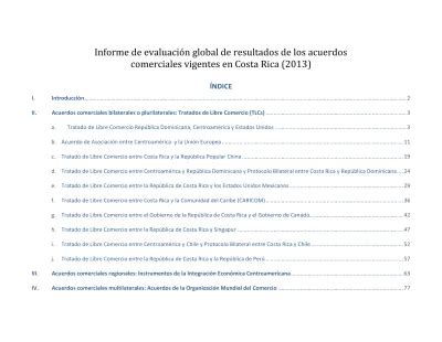 Informe De Evaluaci N Global De Resultados De Los Acuerdos Comerciales