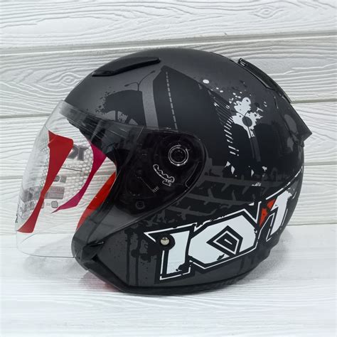 Half Face Helm Kyt Dj Maru Kyt Djmaru Motif Black Doff Gunmate