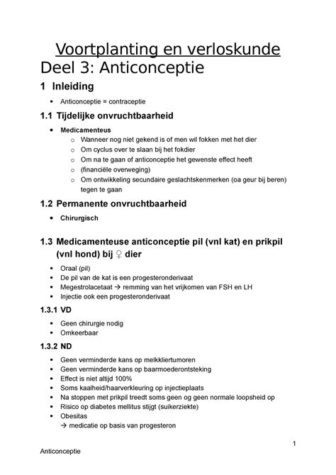 V V Anticonceptie Voortplanting En Verloskunde Deel 3