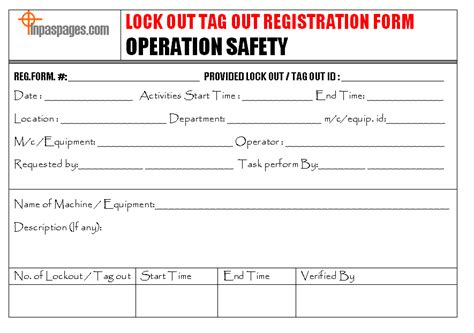 Printable Lockout Tagout Forms Printable Words Worksheets