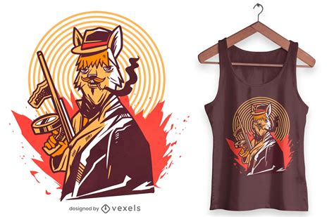 Gangster Alpaca T-shirt Design Vector Download