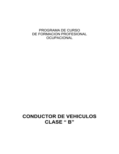 Conductor De Vehiculos Clase B