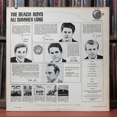 The Beach Boys - All Summer Long - 1964 Capitol Records, VG/VG