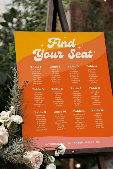 Retro S Wedding Seating Chart Sign Seating Chart Wedding Seating